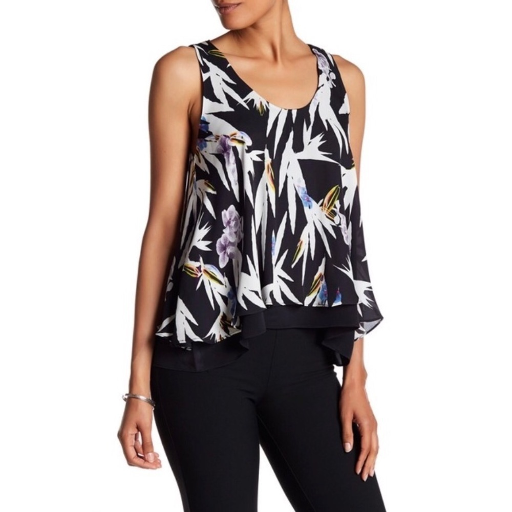 Nicole Miller Hummingbird Silk Strappy Back Tank